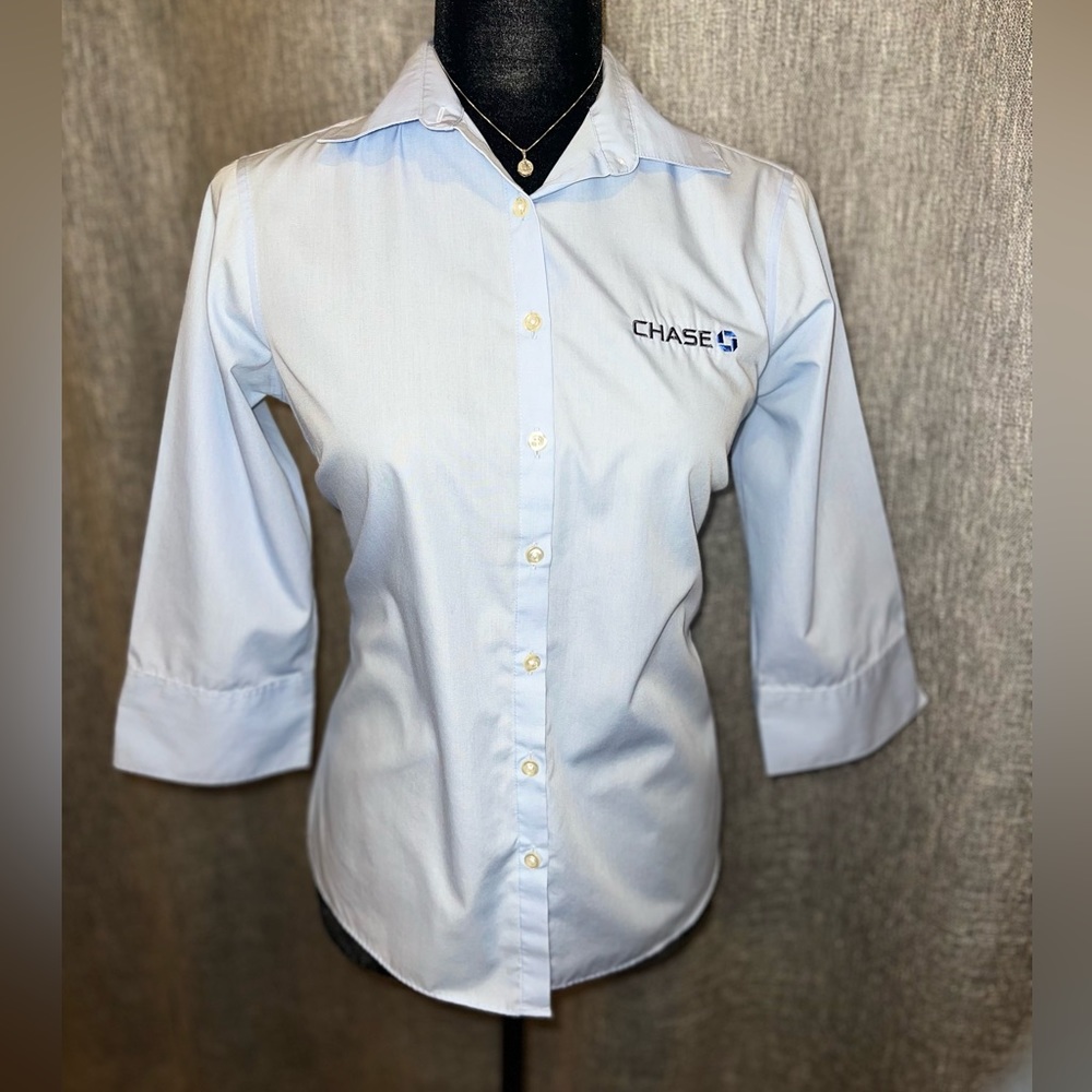 Chase Bank Lands End BLUE Uniform Button Down